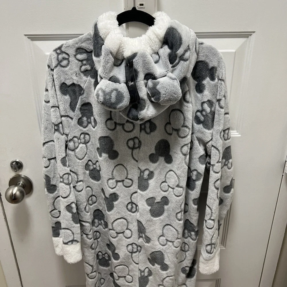 Disney Mickey and Minnie Mouse One Piece Hoodie Pajama Set Women SIZE Large - Picture 16 of 16